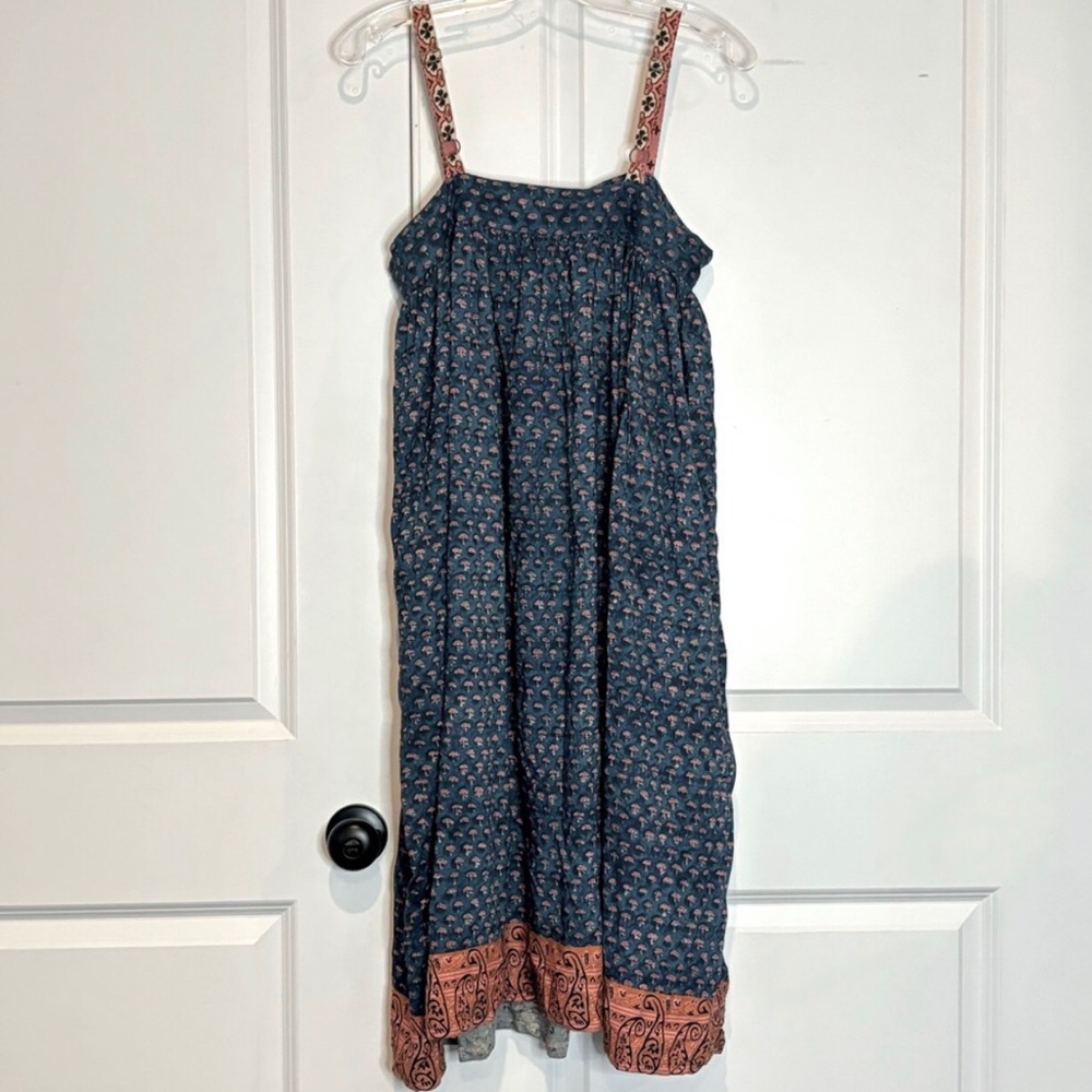 NATURAL LIFE Teal Floral Midi Dress with Pink Trim Straps - Picture 4 of 7